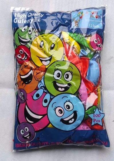 Toptan atom Baskılı balon Gülenyüzlü emojili 100 lü 12 inç